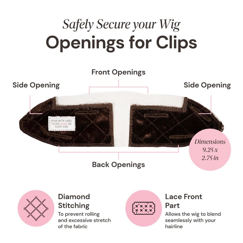 MILANO COLLECTION LaceTop Grip Comfort Band for Toppers Hair & Wiglets, NonSlip, Glueless Velvet Wig Band for Large Base Hairpieces, Adjustable Top Grip for Hair Topper & Wigs, Brown, Large - Image 5